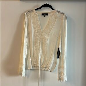 Lulu's Cream Lace Accent Blouse